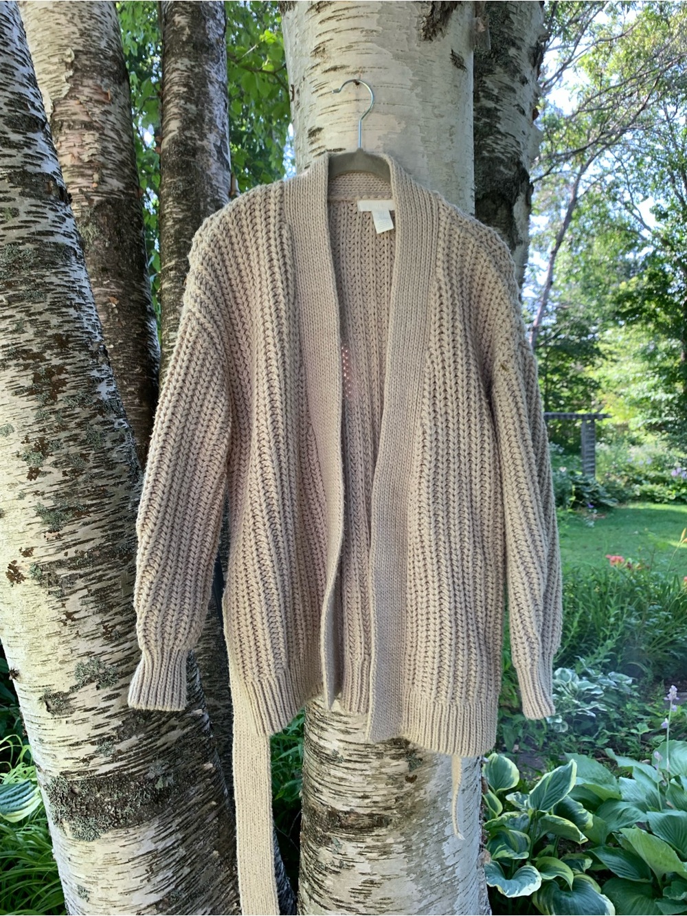 H&M Open-Front Chunky Knit Cardigan - Taupe